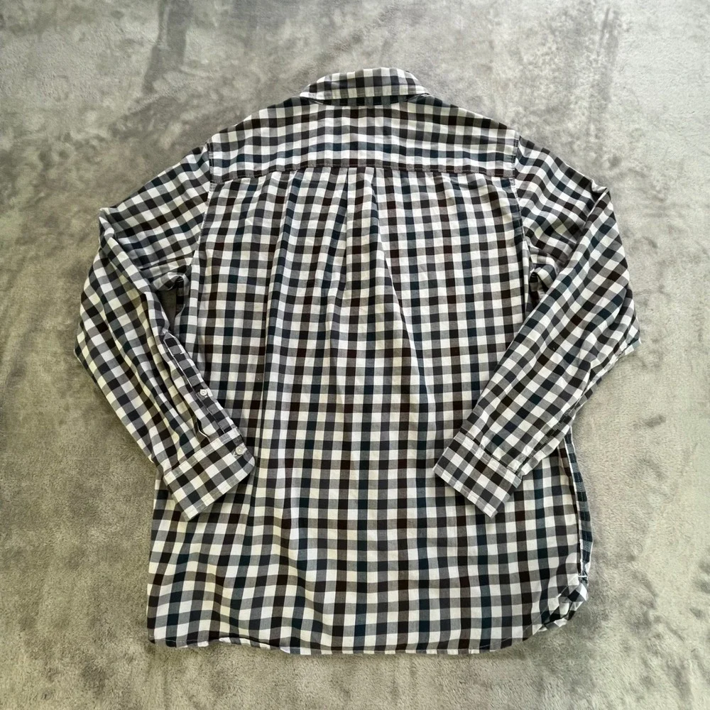 The North Face Button Down Shirt Large Black White Gingham‎ Plaid Long Sleeve